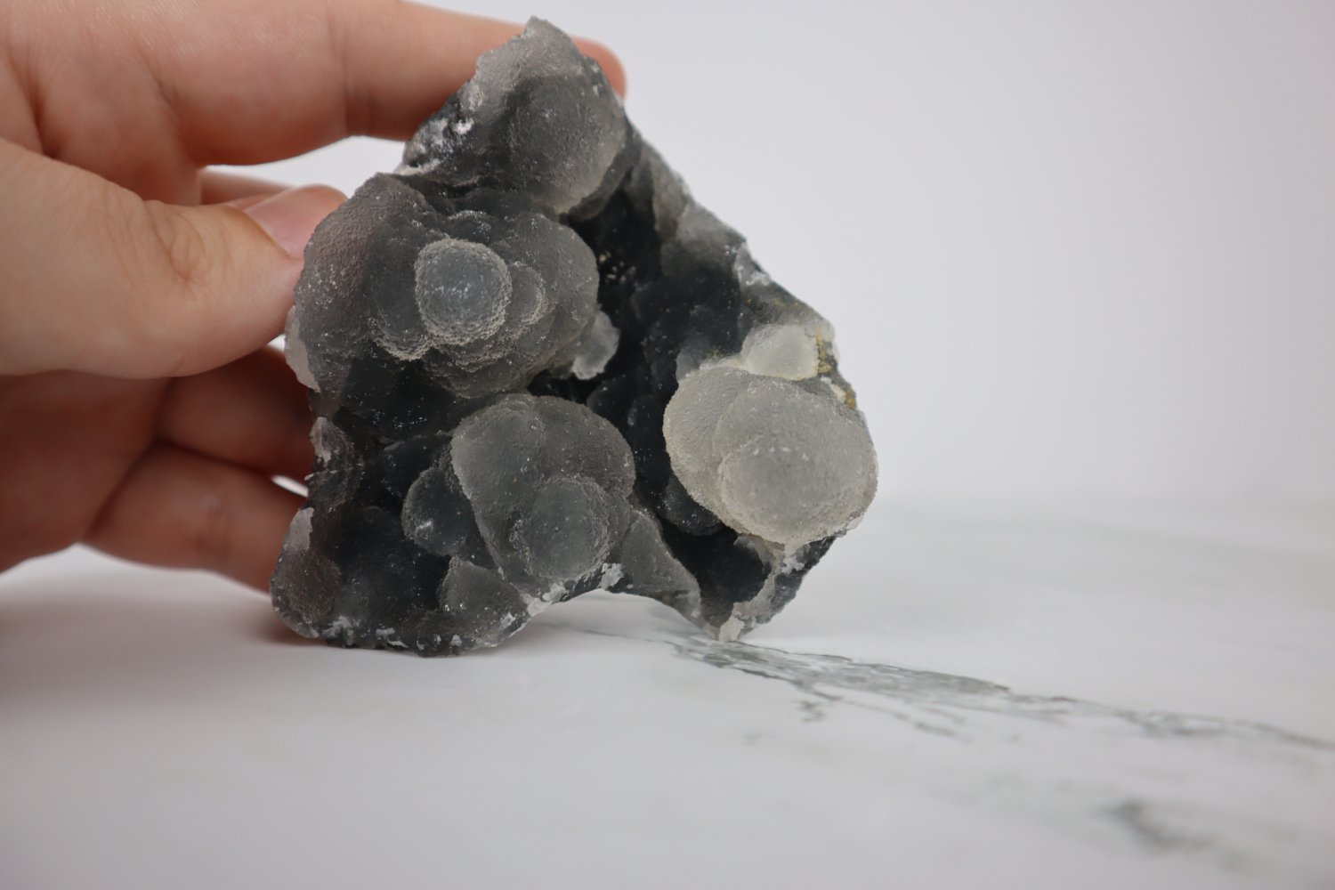 2 Piece Sugar Quartz On Black Chalcedony Collection - India 1 Black Chalcedony